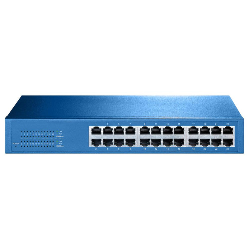 Aigean 24-Port Network Switch - Desk or Rack Mountable - 100-240VAC - 50/60Hz [NS-24] - Wholesaler Elite LLC