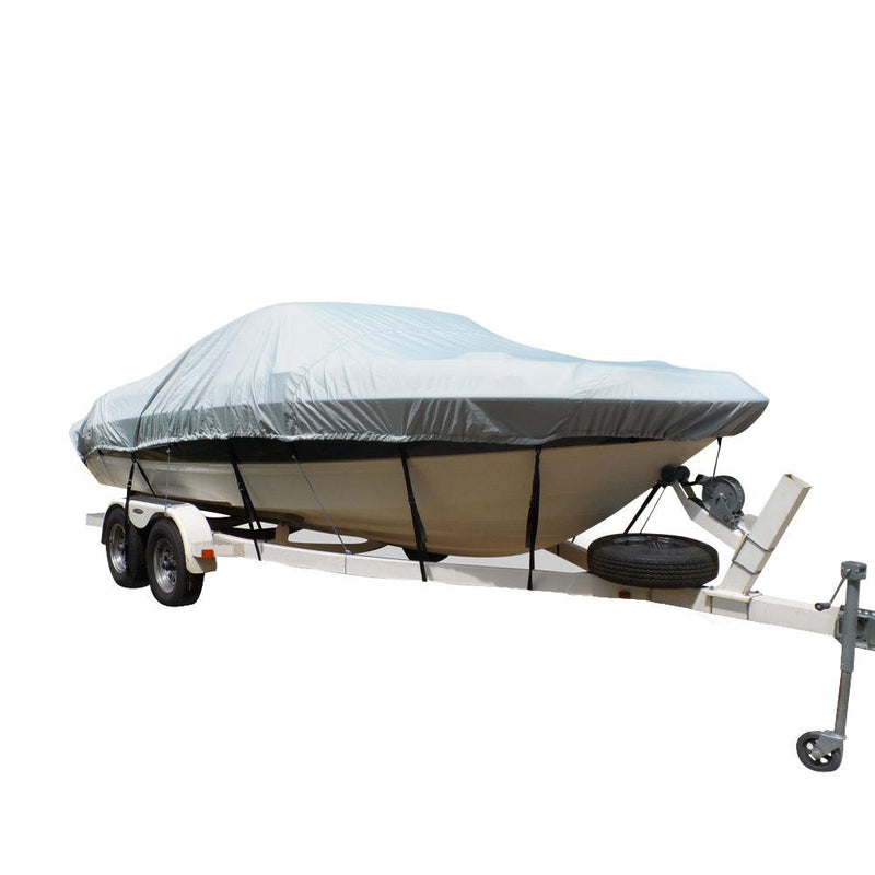 Carver Flex-Fit PRO Polyester Size 1 Boat Cover f/V-Hull Fishing Boats Jon Boats - Grey [79001] - Wholesaler Elite LLC