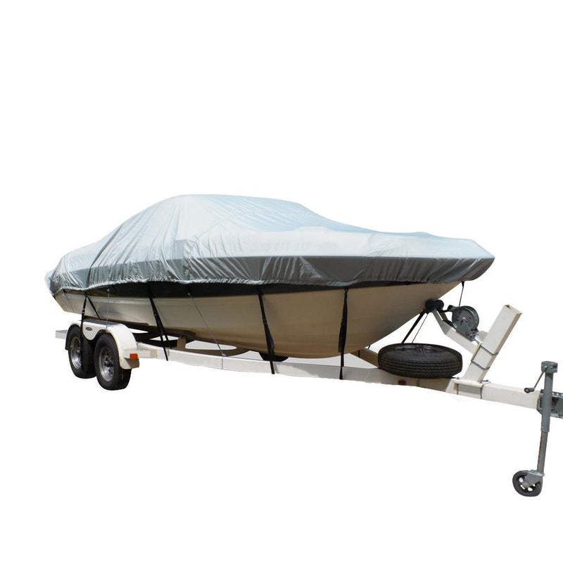 Carver Flex-Fit PRO Polyester Size 2 Boat Cover f/V-Hull Runabout or Tri-Hull Boats I/O or O/B - Grey [79002] - Wholesaler Elite LLC