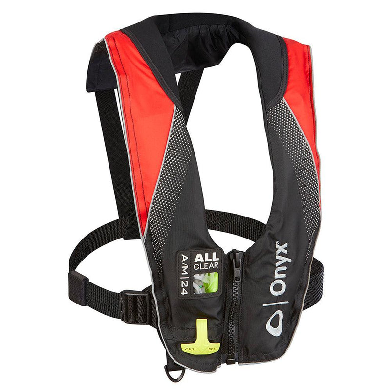 Onyx A/M-24 Series All Clear Automatic/Manual Inflatable Life Jacket - Black/Red - Adult [132200-100-004-20] - Wholesaler Elite LLC
