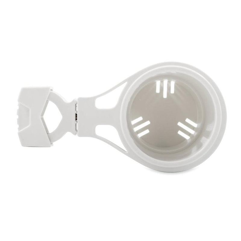 Camco Clamp-On Rail Mounted Cup Holder - Small for Up to 1-1/4" Rail - White [53086] - Wholesaler Elite LLC