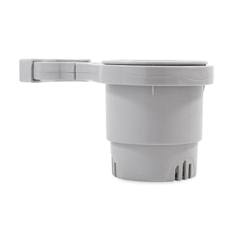 Camco Clamp-On Rail Mounted Cup Holder - Small for Up to 1-1/4" Rail - Grey [53093] - Wholesaler Elite LLC