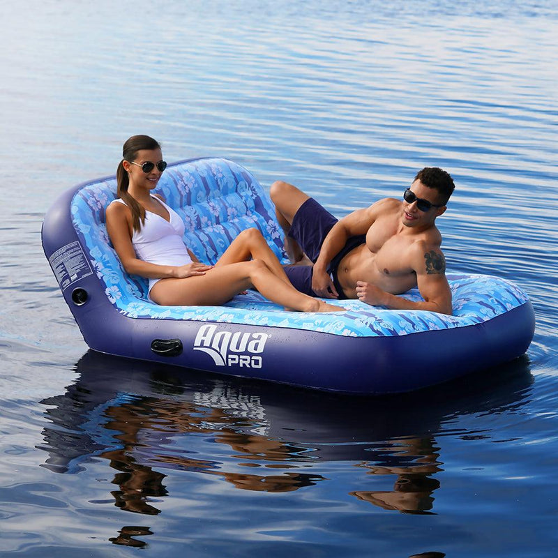 Aqua Leisure Ultra Cushioned Comfort Lounge Hawaiian Wave Print - 2-Person [APL17011S2] - Wholesaler Elite LLC