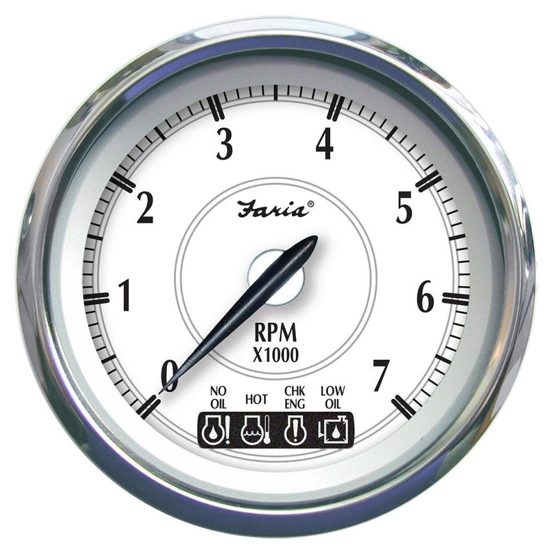 Faria Newport SS 4" Tachometer w/System Check Indicator f/Johnson/Evinrude Gas Outboard - 7000 RPM [45000] - Wholesaler Elite LLC