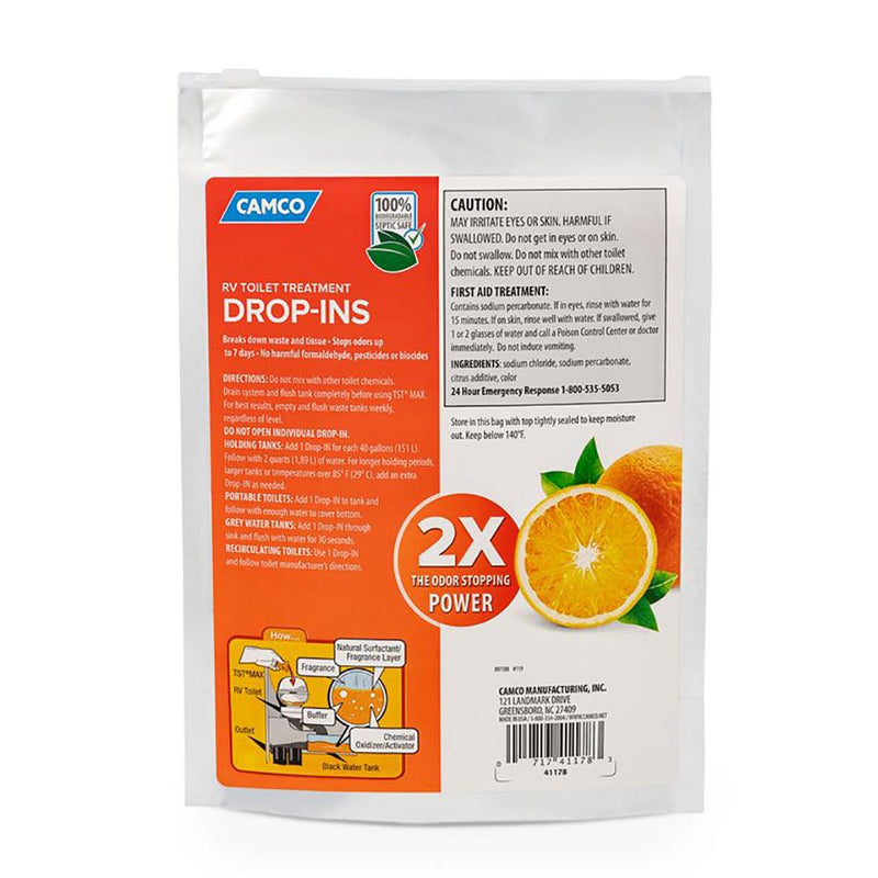 Camco TST MAX Orange RV Toilet Treatment Drop-Ins *10-Pack [41178] - Wholesaler Elite LLC