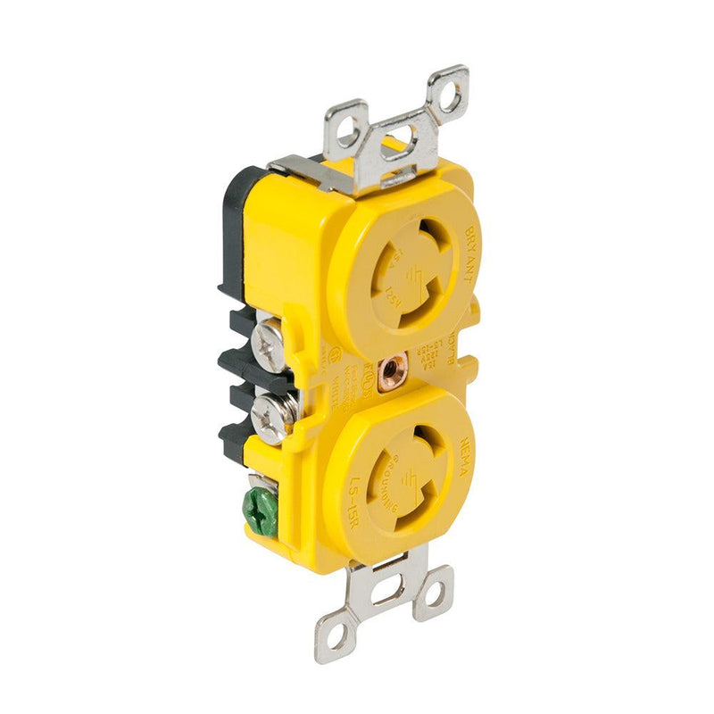Marinco Locking Receptacle - 15A, 125V - Yellow [4700CR] - Wholesaler Elite LLC