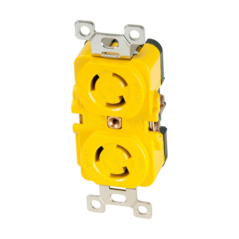 Marinco Locking Receptacle - 15A, 125V - Yellow [4700CR] - Wholesaler Elite LLC