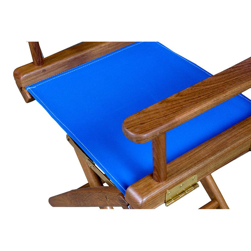 Whitecap Directors Chair w/Blue Seat Covers - Teak [60041] - Wholesaler Elite LLC