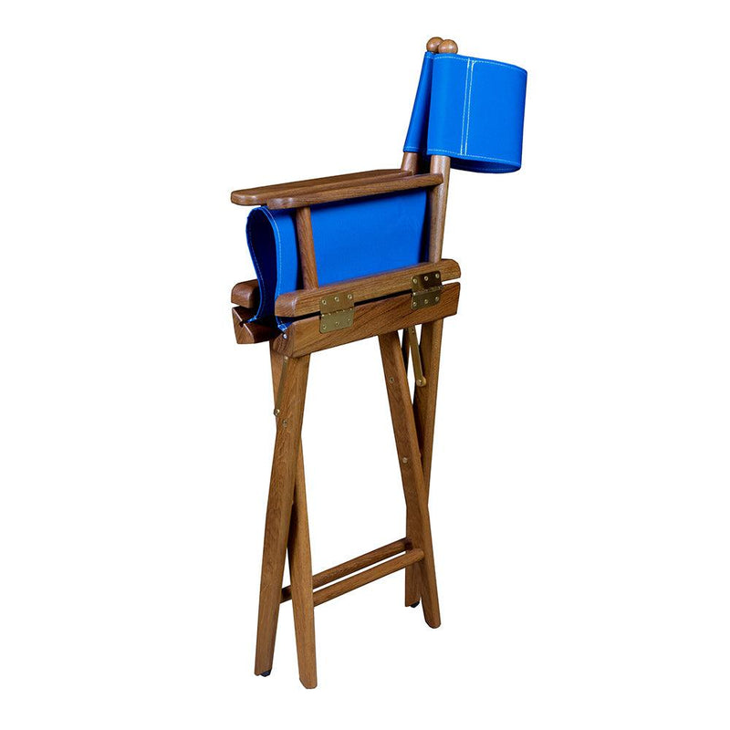 Whitecap Directors Chair w/Blue Seat Covers - Teak [60041] - Wholesaler Elite LLC