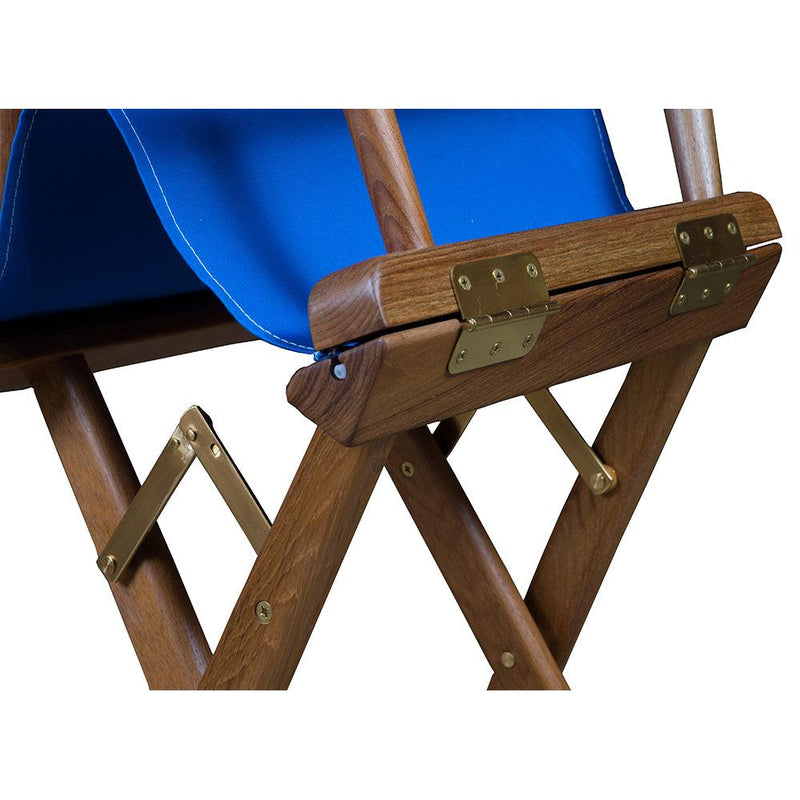 Whitecap Directors Chair w/Blue Seat Covers - Teak [60041] - Wholesaler Elite LLC