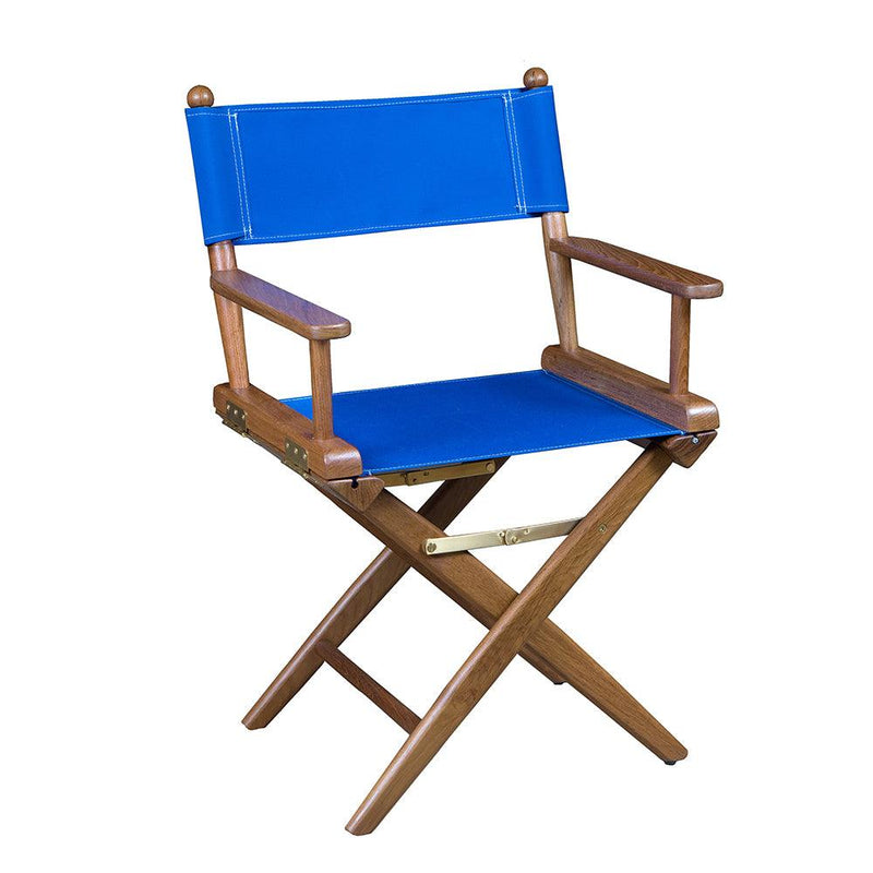 Whitecap Directors Chair w/Blue Seat Covers - Teak [60041] - Wholesaler Elite LLC