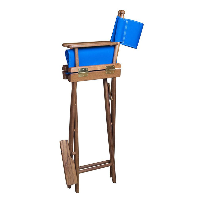 Whitecap Captains Chair w/Blue Seat Covers - Teak [60045] - Wholesaler Elite LLC