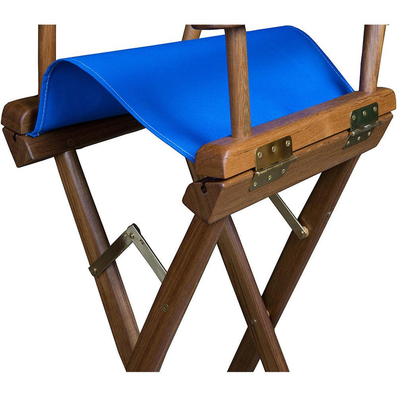 Whitecap Captains Chair w/Blue Seat Covers - Teak [60045] - Wholesaler Elite LLC