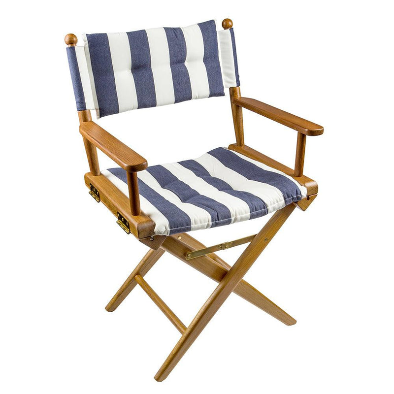 Whitecap Directors Chair w/Navy White Cushion - Teak [61040] - Wholesaler Elite LLC