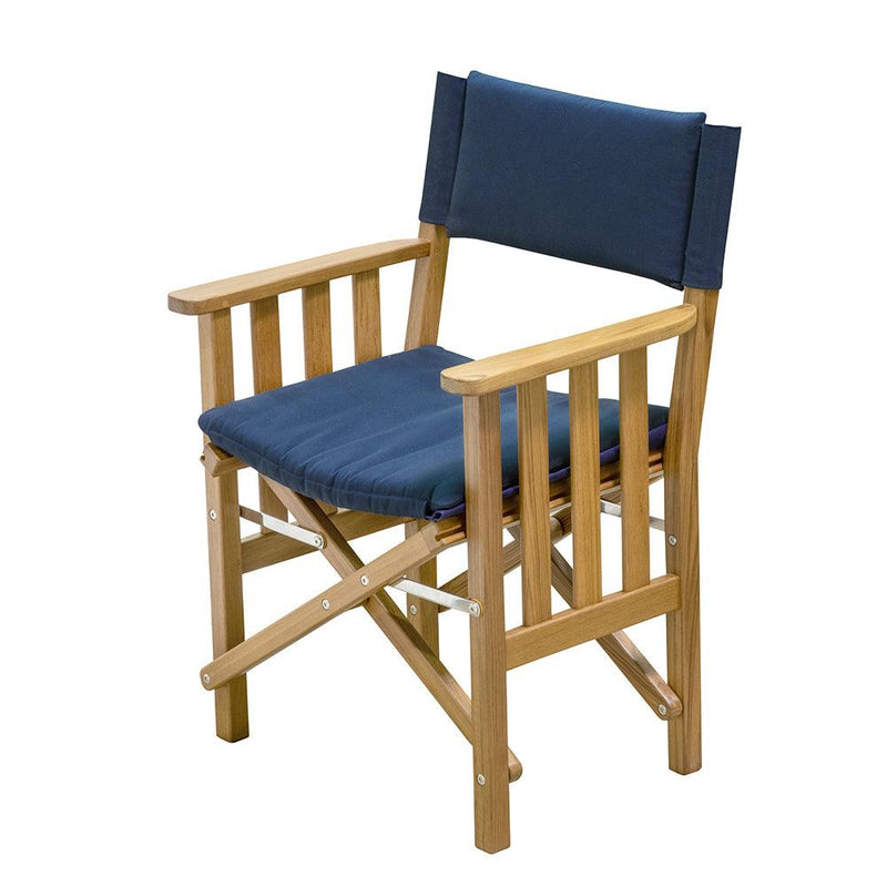 Whitecap Directors Chair II w/Navy Cushion - Teak [61052] - Wholesaler Elite LLC