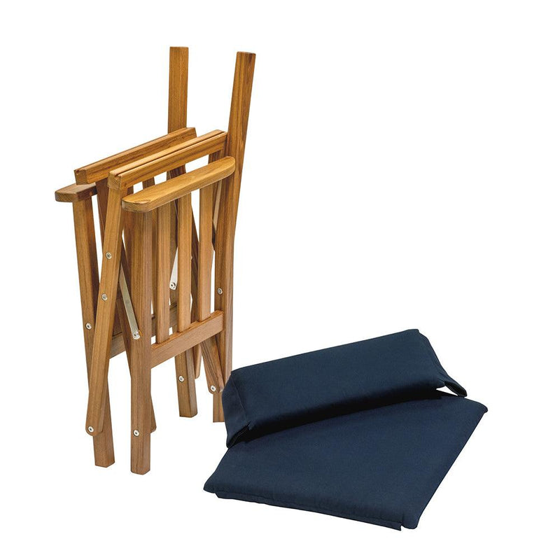 Whitecap Directors Chair II w/Navy Cushion - Teak [61052] - Wholesaler Elite LLC