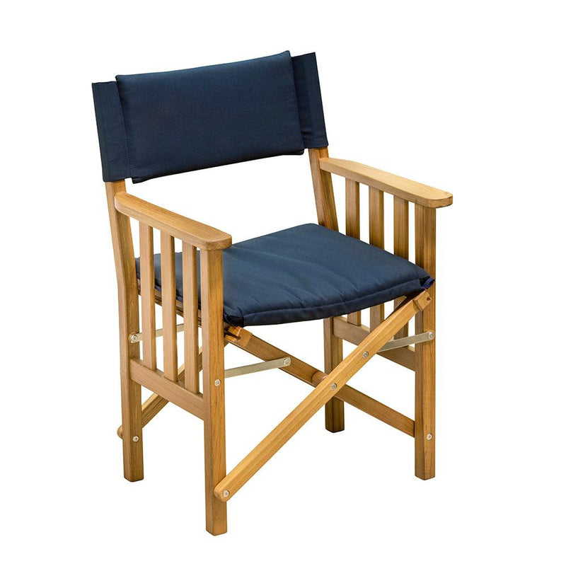 Whitecap Directors Chair II w/Navy Cushion - Teak [61052] - Wholesaler Elite LLC