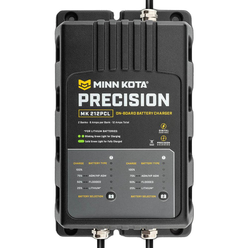 Minn Kota On-Board Precision Charger MK-212 PCL 2 Bank x 6 AMP LI Optimized Charger [1832121] - Wholesaler Elite LLC