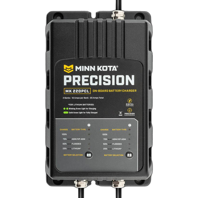 Minn Kota On-Board Precision Charger MK-220 PCL 2 Bank x 10 AMP LI Optimized Charger [1832201] - Wholesaler Elite LLC