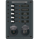Blue Sea 8120 - 5 Position 12V Panel w/Dual USB 12V Socket [8120] - Wholesaler Elite LLC
