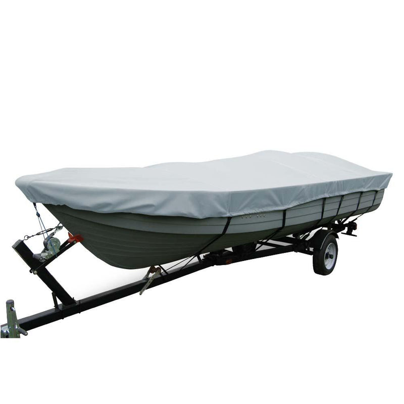 Carver Poly-Flex II Wide Series Styled-to-Fit Boat Cover f/13.5 V-Hull Fishing Boats Without Motor - Grey [70113F-10] - Wholesaler Elite LLC