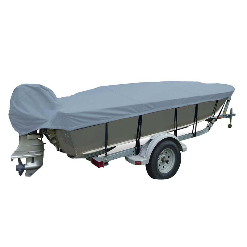 Carver Poly-Flex II Wide Series Styled-to-Fit Boat Cover f/12.5 V-Hull Fishing Boats - Grey [71112F-10] - Wholesaler Elite LLC
