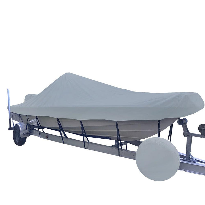 Carver Sun-DURA Narrow Series Styled-to-Fit Boat Cover f/21.5 V-Hull Center Console Shallow Draft Boats - Grey [71221NS-11] - Wholesaler Elite LLC