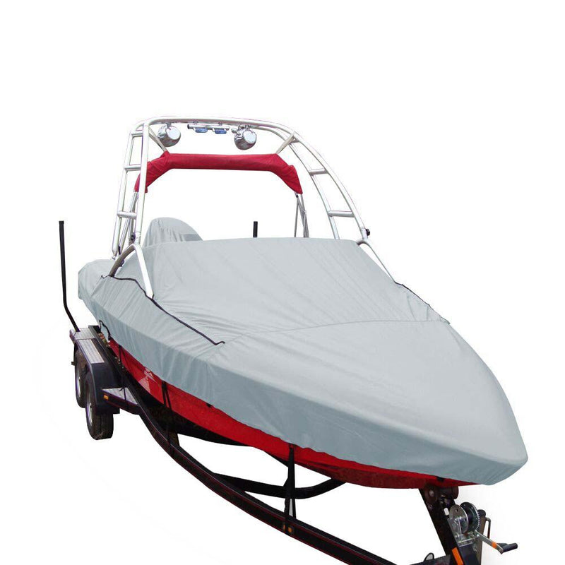 Carver Sun-DURA Specialty Boat Cover f/18.5 Sterndrive V-Hull Runabouts w/Tower - Grey [97118S-11] - Wholesaler Elite LLC