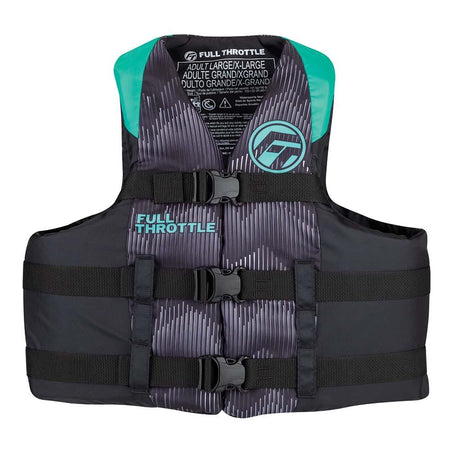 Full Throttle Adult Nylon Life Jacket - 2XL/4XL - Aqua/Black [112200-505-080-22] - Wholesaler Elite LLC