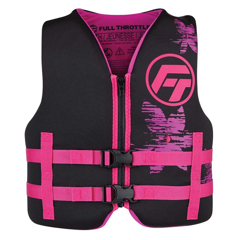 Full Throttle Youth Rapid-Dry Life Jacket - Pink/Black [142100-105-002-22] - Wholesaler Elite LLC