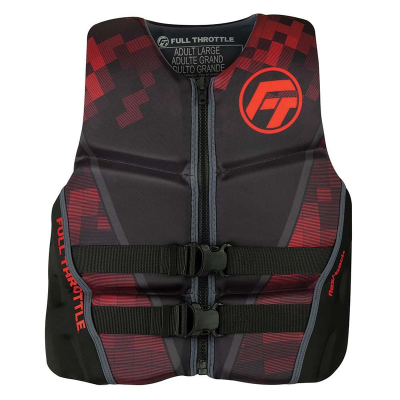 Full Throttle Mens Rapid-Dry Flex-Back Life Jacket - XL - Black/Red [142500-100-050-22] - Wholesaler Elite LLC