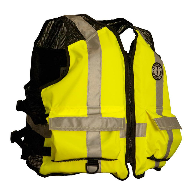 Mustang High Visibility Industrial Mesh Vest - Fluorescent Yellow/Green/Black - XL/Large [MV1254T3-239-L/XL-216] - Wholesaler Elite LLC
