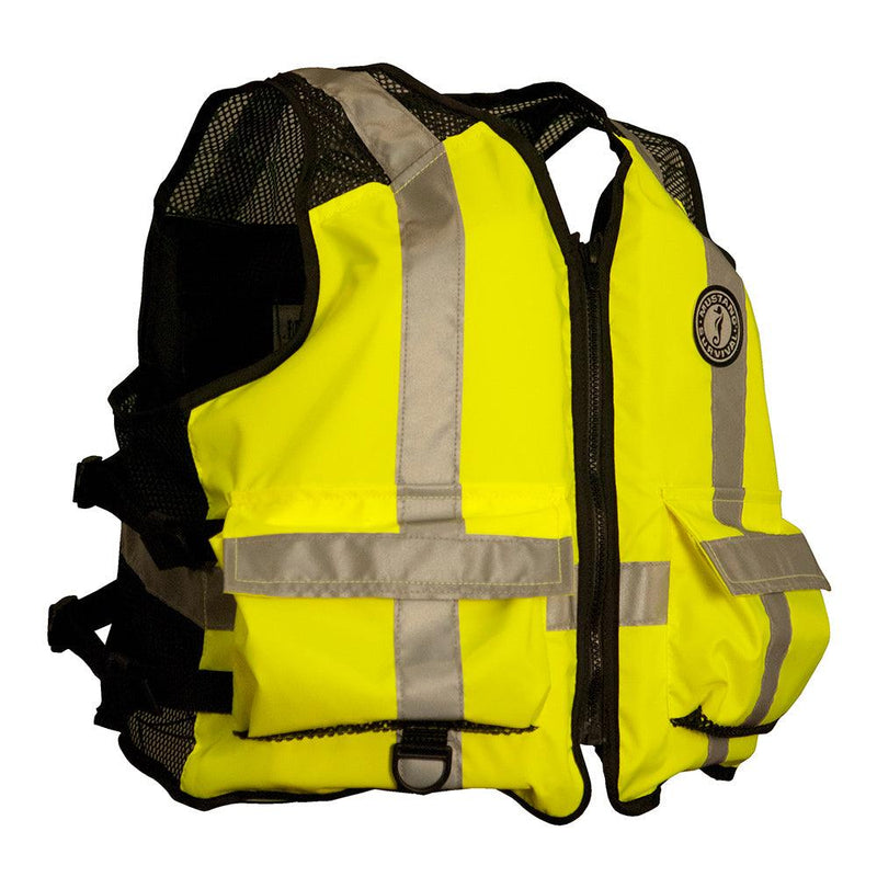 Mustang High Visibility Industrial Mesh Vest - Fluorescent Yellow/Green/Black - 4XL/5XL [MV1254T3-239-4XL/5XL-216] - Wholesaler Elite LLC