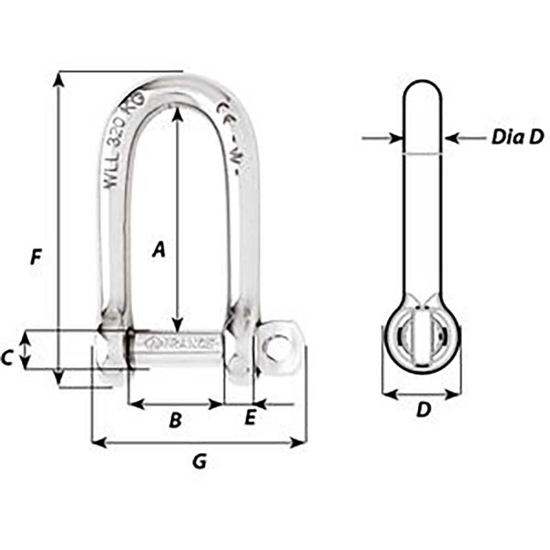 Wicahrd Self-Locking Long D Shackle - Diameter 5mm - 3/16" [01212] - Wholesaler Elite LLC
