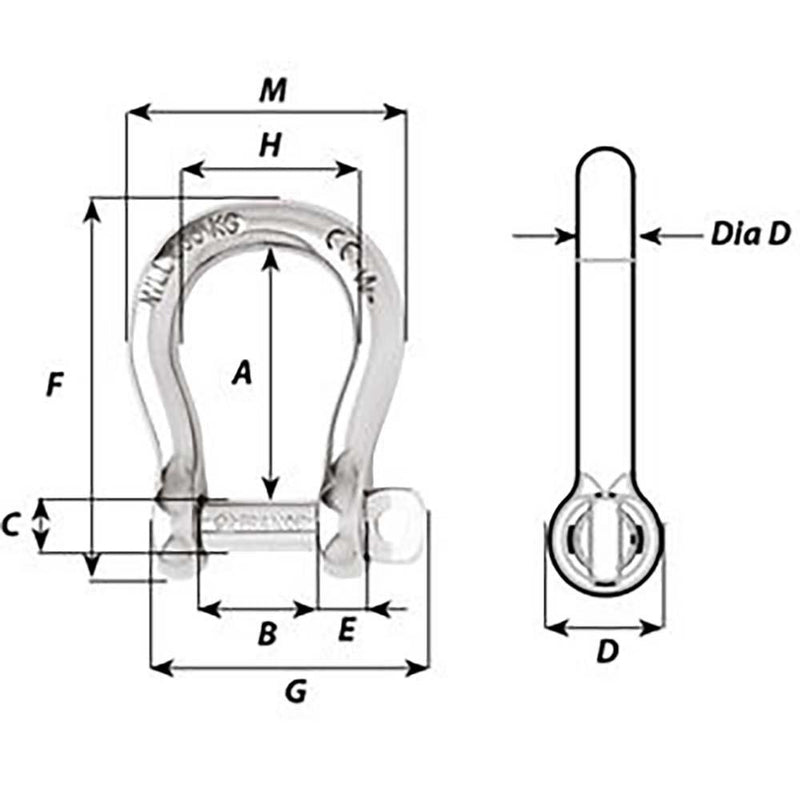 Wichard Self-Locking Bow Shackle - Diameter 6mm - 1/4" [01243] - Wholesaler Elite LLC