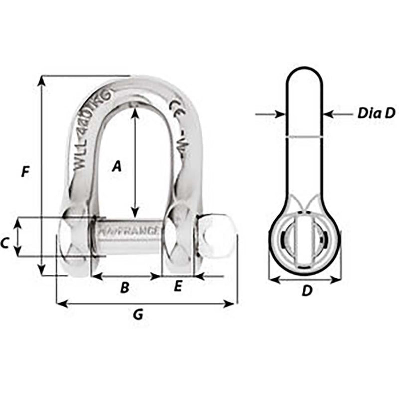Wichard Captive Pin D Shackle - Diameter 6mm - 1/4" [01403] - Wholesaler Elite LLC