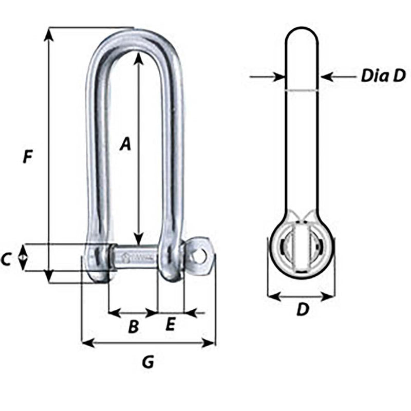 Wichard Captive Pin Long D Shackle - Diameter 6mm - 1/4" [01413] - Wholesaler Elite LLC