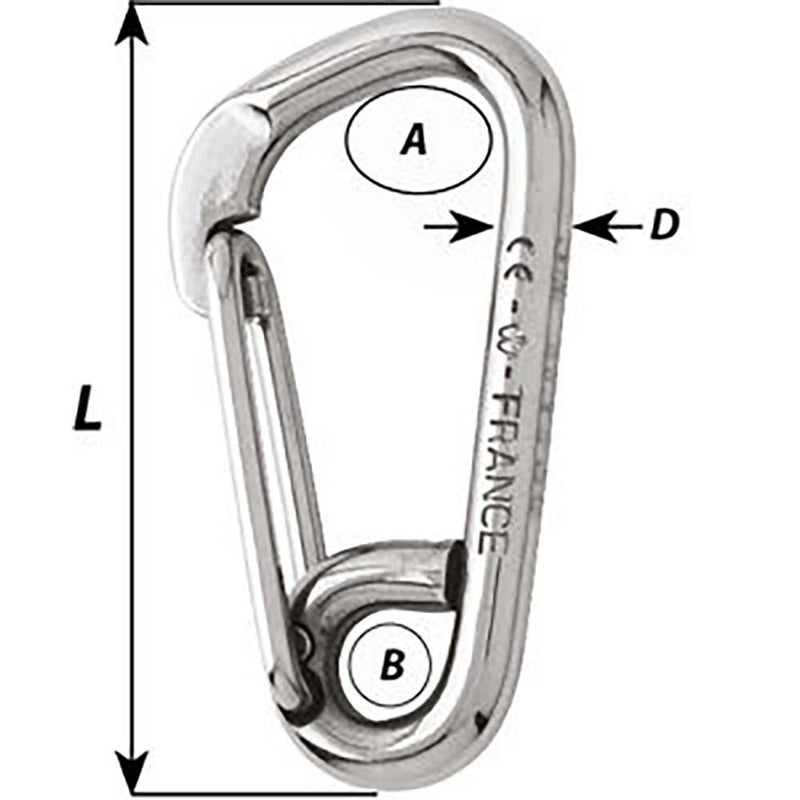 Wichard Asymmetric Carbine Hook - Length 120mm - 15/32" [02327] - Wholesaler Elite LLC