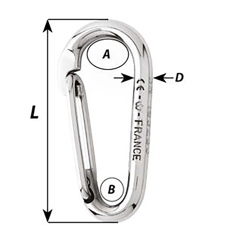 Wichard Symmetric Carbine Hook Without Eye - Length 100mm - 13/32" [02336] - Wholesaler Elite LLC
