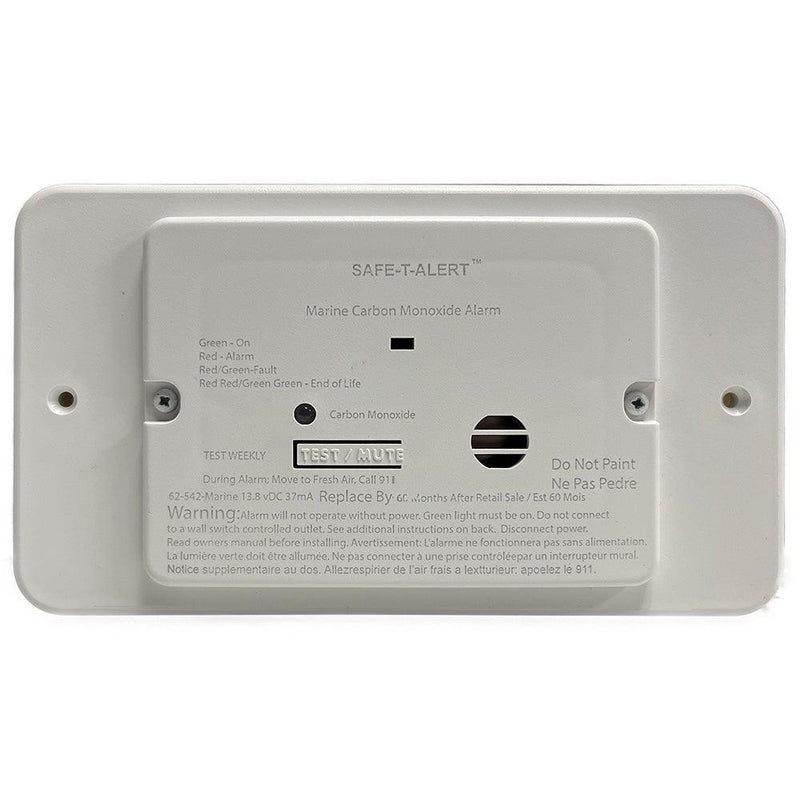 Safe-T-Alert 62 Series Marine Carbon Monoxide - White - Flush Mount - 12V w/Relay Trim Ring [62-542-TR-WT] - Wholesaler Elite LLC