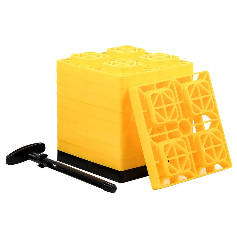 Camco FasTen Leveling Blocks w/T-Handle - 2x2 - Yellow *10-Pack [44512] - Wholesaler Elite LLC
