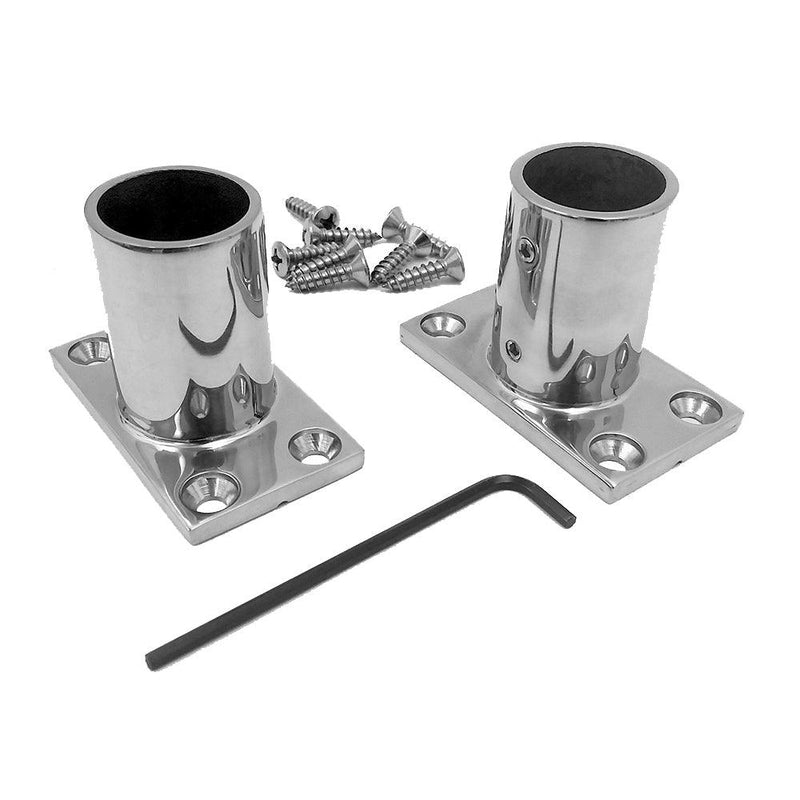 NavPod Stainless Steel Feet f/1.25 Diameter AngleGuards or Stanchion Kits (Rectangular Base) w/Hardware [SS125-REC-KIT] - Wholesaler Elite LLC