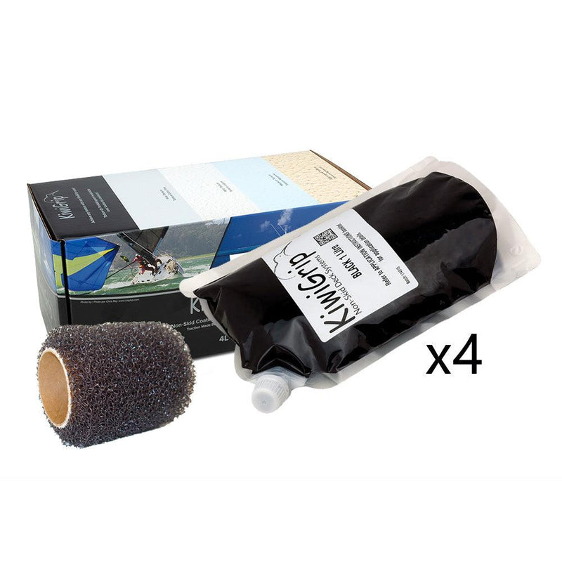 KiwiGrip 4 - 1 Liter Pouches - Black with 4" Roller [KG-4BK-PR] - Wholesaler Elite LLC