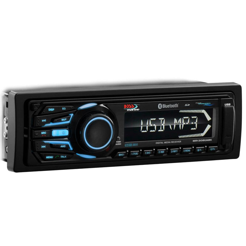 Boss Audio MR1308UABK Bluetooth - Fully Marinized MP3-Compatible Digital Media Receiver w/USB SD Memory Card Ports Aux Input [MR1308UABK] - Wholesaler Elite LLC