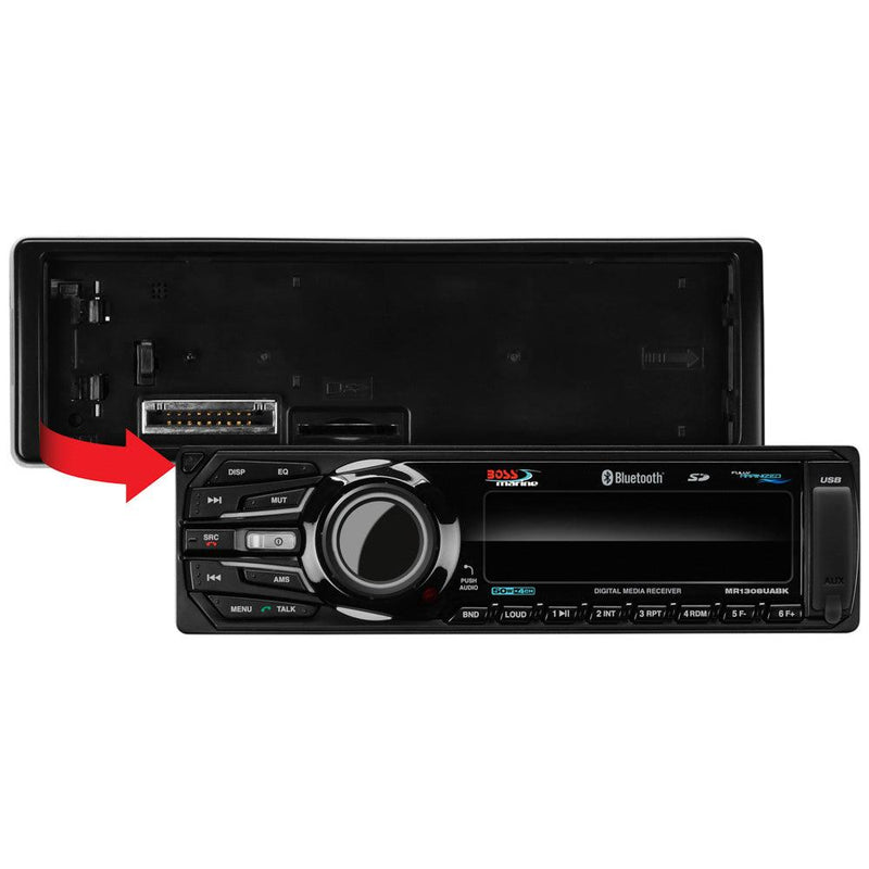 Boss Audio MR1308UABK Bluetooth - Fully Marinized MP3-Compatible Digital Media Receiver w/USB SD Memory Card Ports Aux Input [MR1308UABK] - Wholesaler Elite LLC