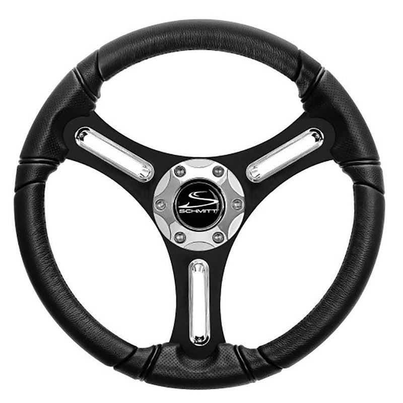 Schmitt Marine Torcello 14" Wheel - 03 Series - Polyurethane Wheel w/Chrome Trim Cap - Brushed Spokes - 3/4" Tapered Shaft [PU033104-12] - Wholesaler Elite LLC