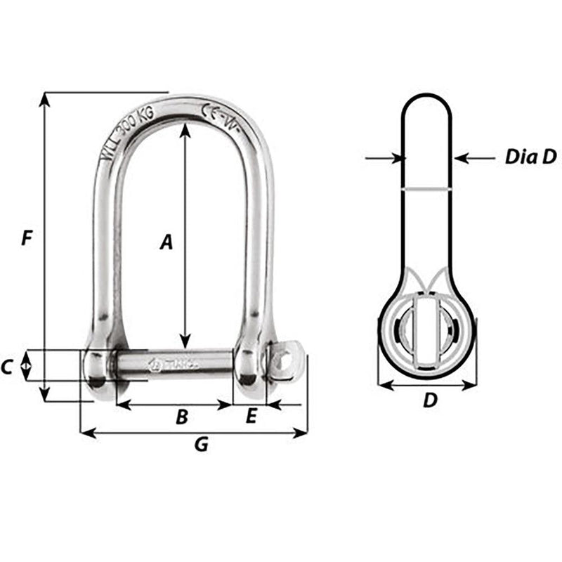 Wichard Self-Locking Large Opening Shackle - 6mm Diameter - 1/4" [01263] - Wholesaler Elite LLC