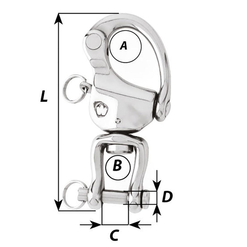 Wichard HR Snap Shackle With Clevis Pin Swivel - 120mm Length - 4-23/32" [02478] - Wholesaler Elite LLC