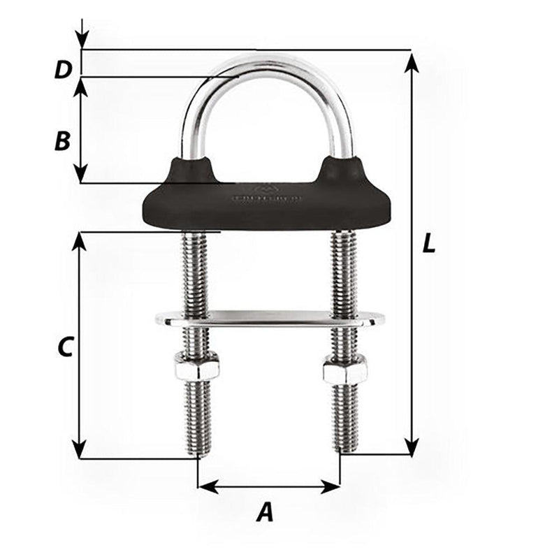 Wichard Black Watertight U-Bolt - 12mm Diameter - 15/32" - 130mm Length - 5-1/8" [65461] - Wholesaler Elite LLC