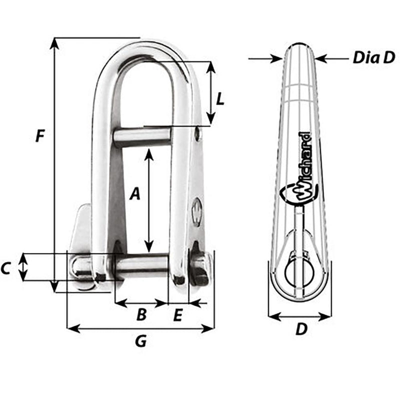 Wichard HR Key Pin Shackle With Bar - 5mm Pin Diameter [91432] - Wholesaler Elite LLC
